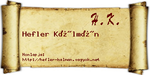 Hefler Kálmán névjegykártya